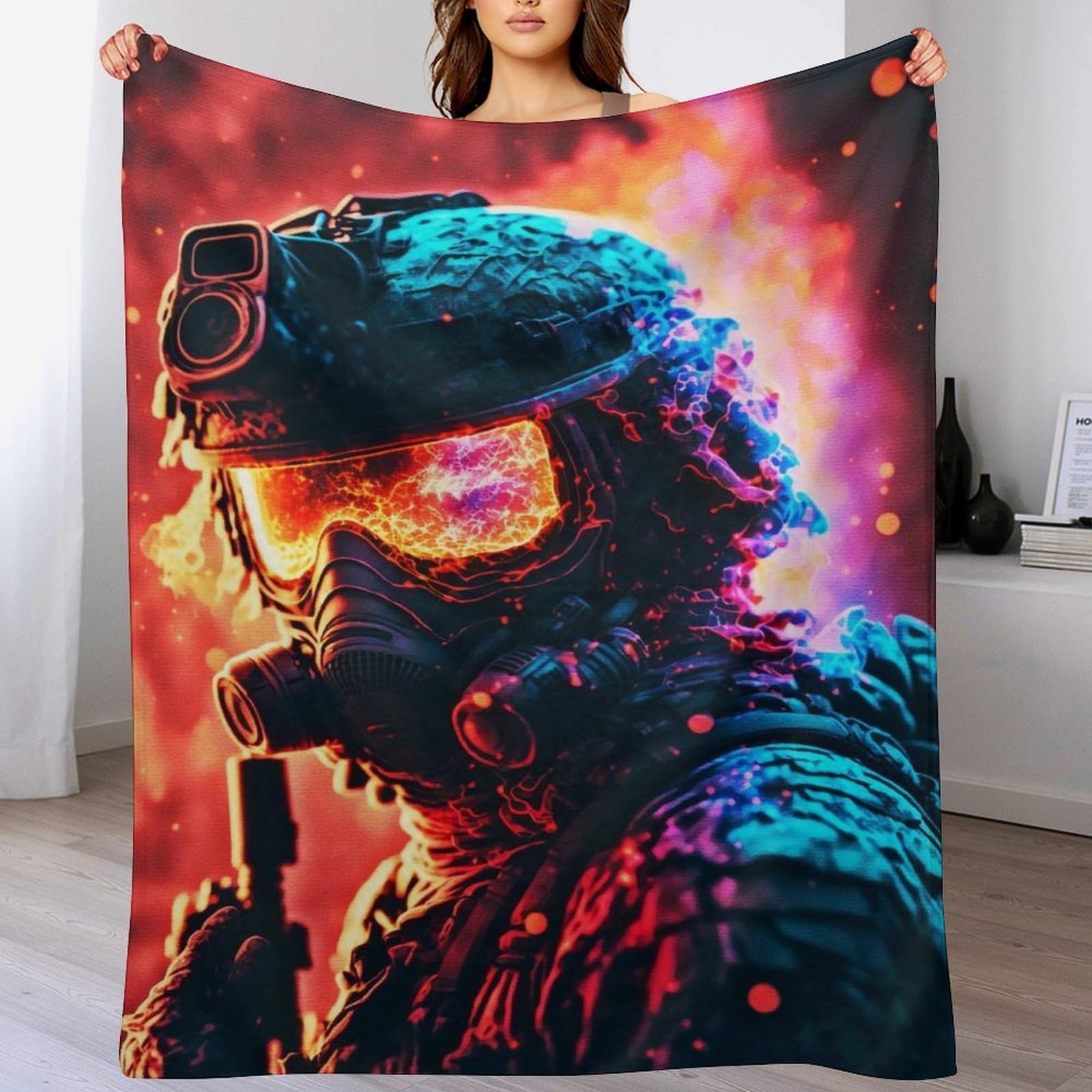 Couverture plaid militaire en flannel polaire 150x200cm pour canapé