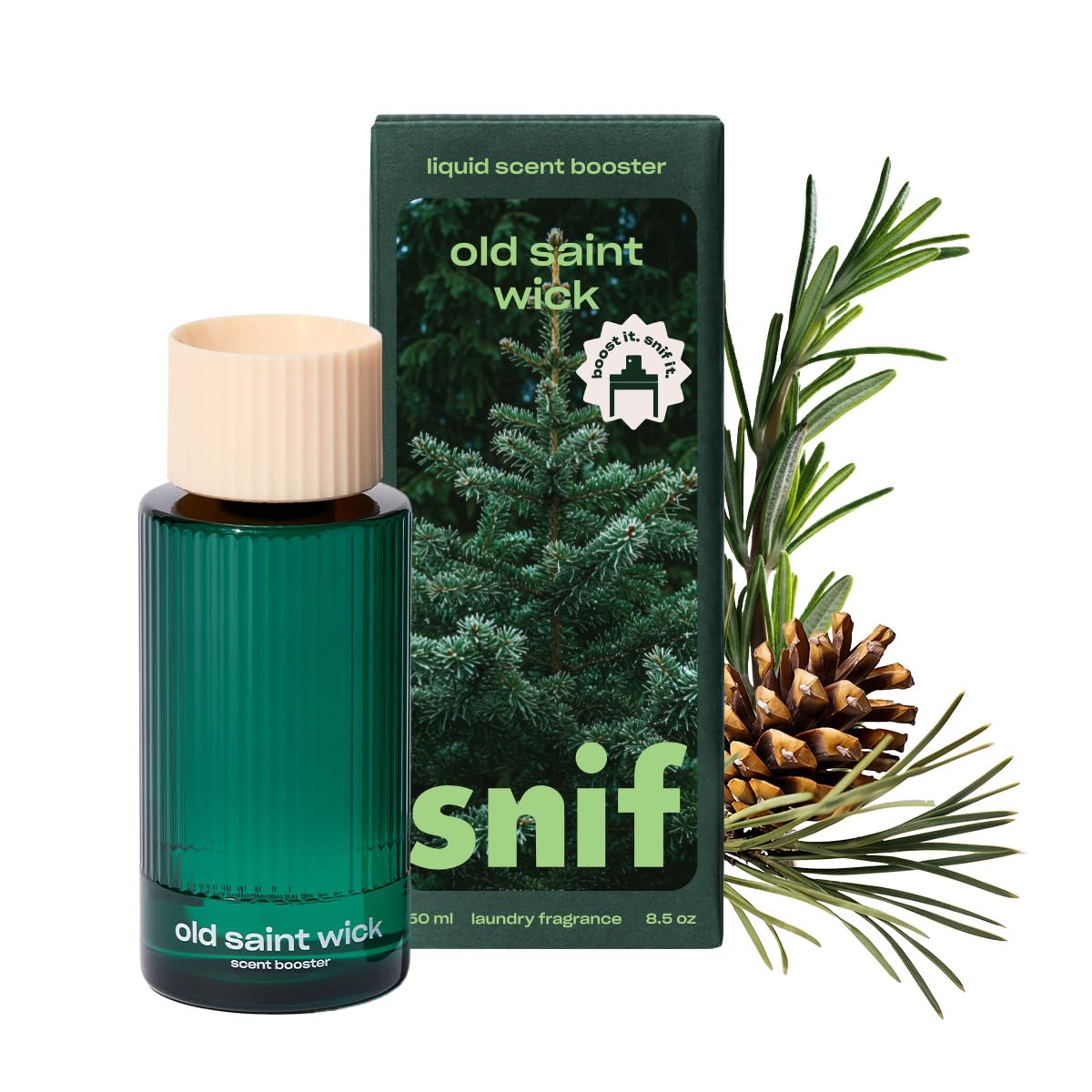 Snif Old Saint Wick Scent Booster, Fresh-Cut Pine, Fir Balsam & Cedarwood Holiday Scent, 25 Loads, Non-Irritating to Skin, Clean, Non-Toxic, Vegan,