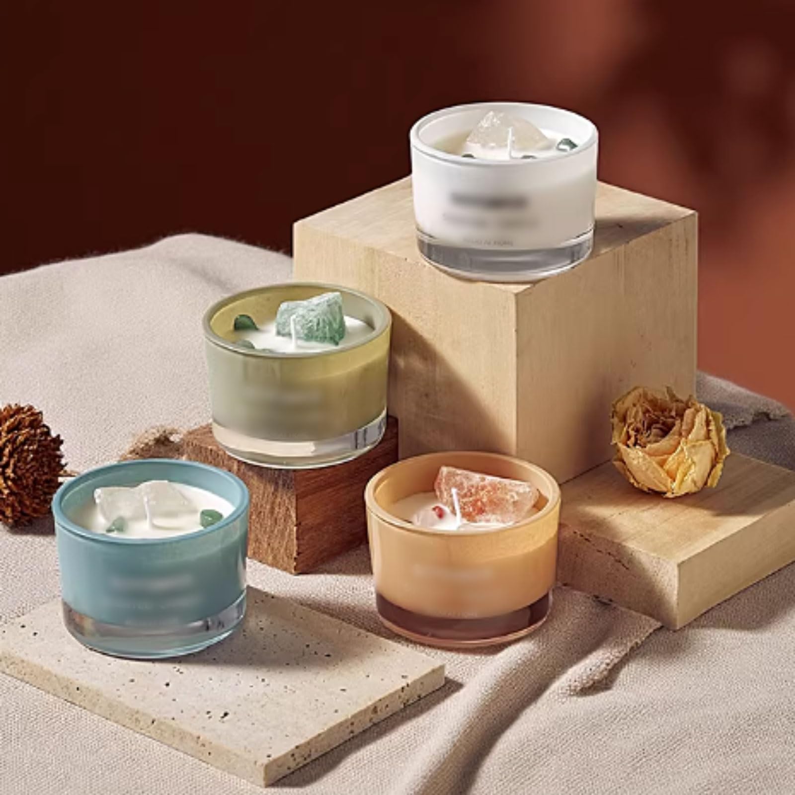Compacto Velas de vidrio, velas de aromaterapia naturales modernas, vela de soja Natural reutilizable for vacaciones en casa, relajación y Spa no es picante(Groen)