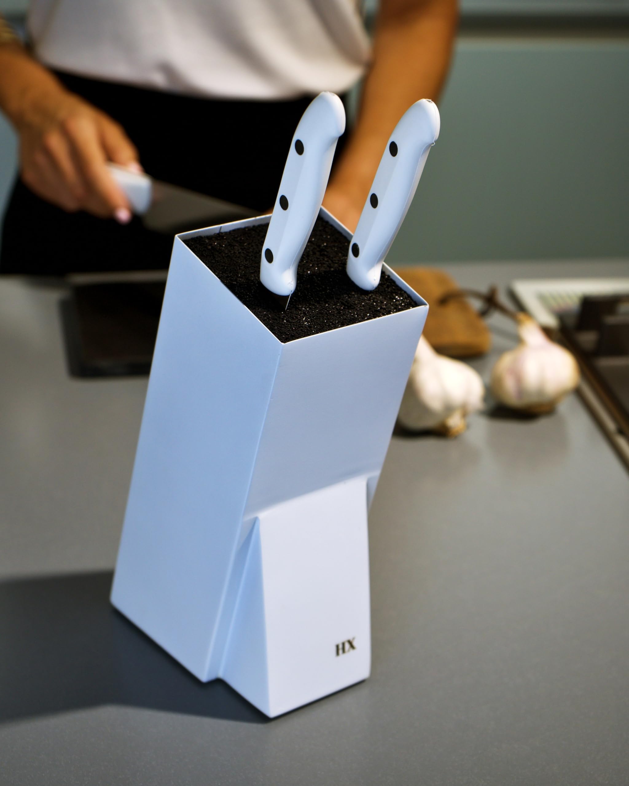 Blok - Blok na noże - Blok na noże kuchenne, uchwyt na noże kuchenne, pusty blok na noże, uchwyt na noże kuchenne, uniwersalny blok na noże (WHITE)