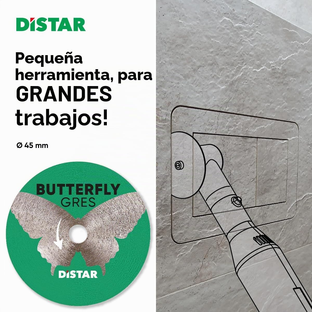 Distar Butterfly Gres - Disco de diamante, diámetro 45 mm, espesor 0,6 mm, para gres porcelánico
