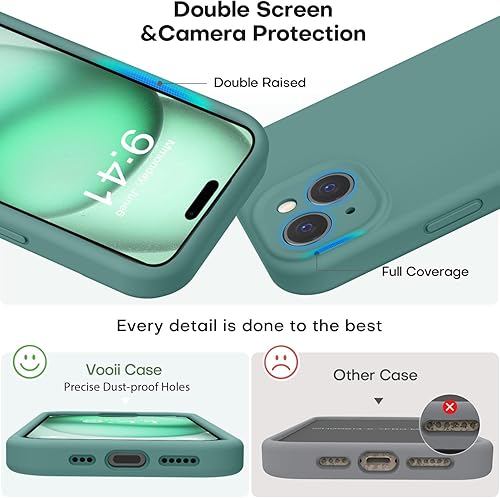 Miniatura 3 de Vooii Compatible con iPhone 15, silicona líquida Defender mejorada, cámara cubierta completa, forro de microfibra suave, funda a prueba de golpes