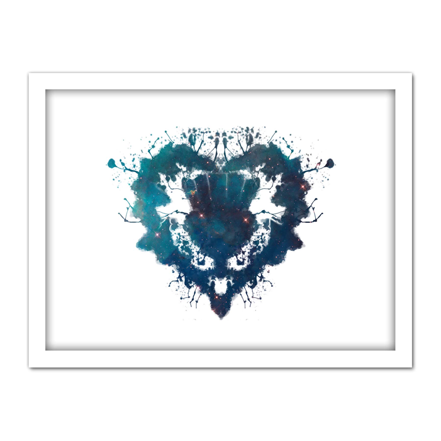 Wee Blue Coo Ink Splat Thistle Heart Artwork Framed Wall Art Print 18X24 Inch