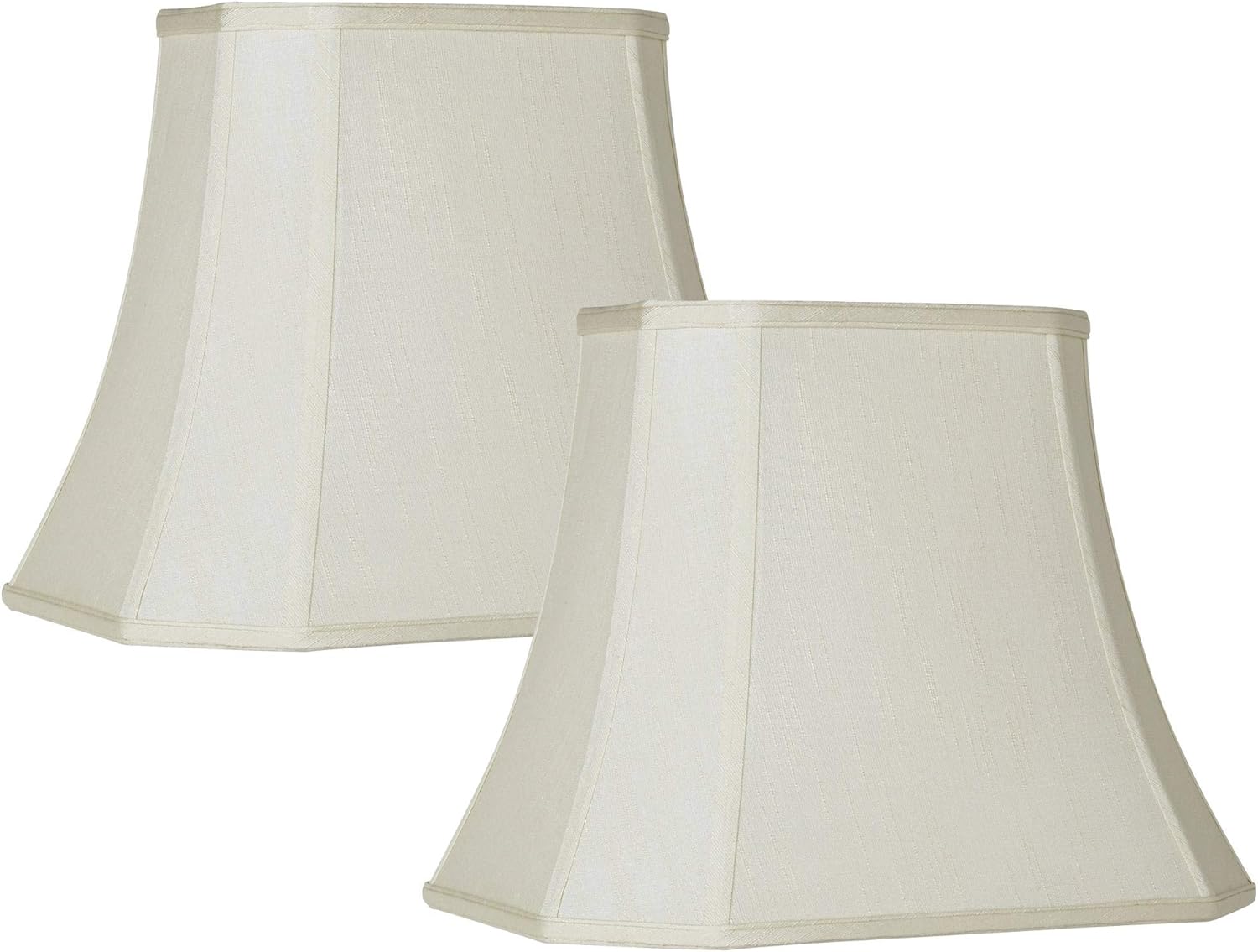 Set of 2 Creme Large Cut Corner Rectangular Lamp Shades 10" Top x 16" Bottom x 13" High (Spider) Replacement with Harp and Finial - Imperial Shade