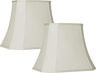Set of 2 Creme Medium Cut Corner Rectangular Lamp Shades 10