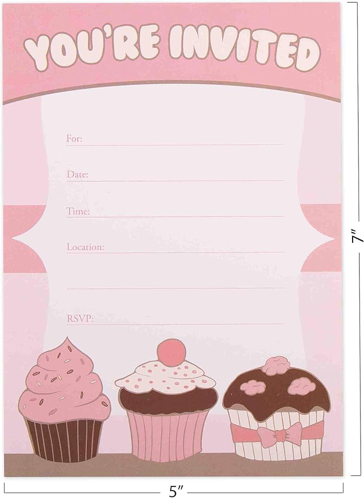 amazon-com-gsm-brands-invitations-for-girls-birthday-party-20-cards-with-envelopes-home-kitchen for Cupcake Birthday Invitations Free Printable Amazon.com : GSM Brands Invitations for Girls Birthday Party - 20 Cards with Envelopes : Home & Kitchen for Cupcake Birthday Invitations Free Printable