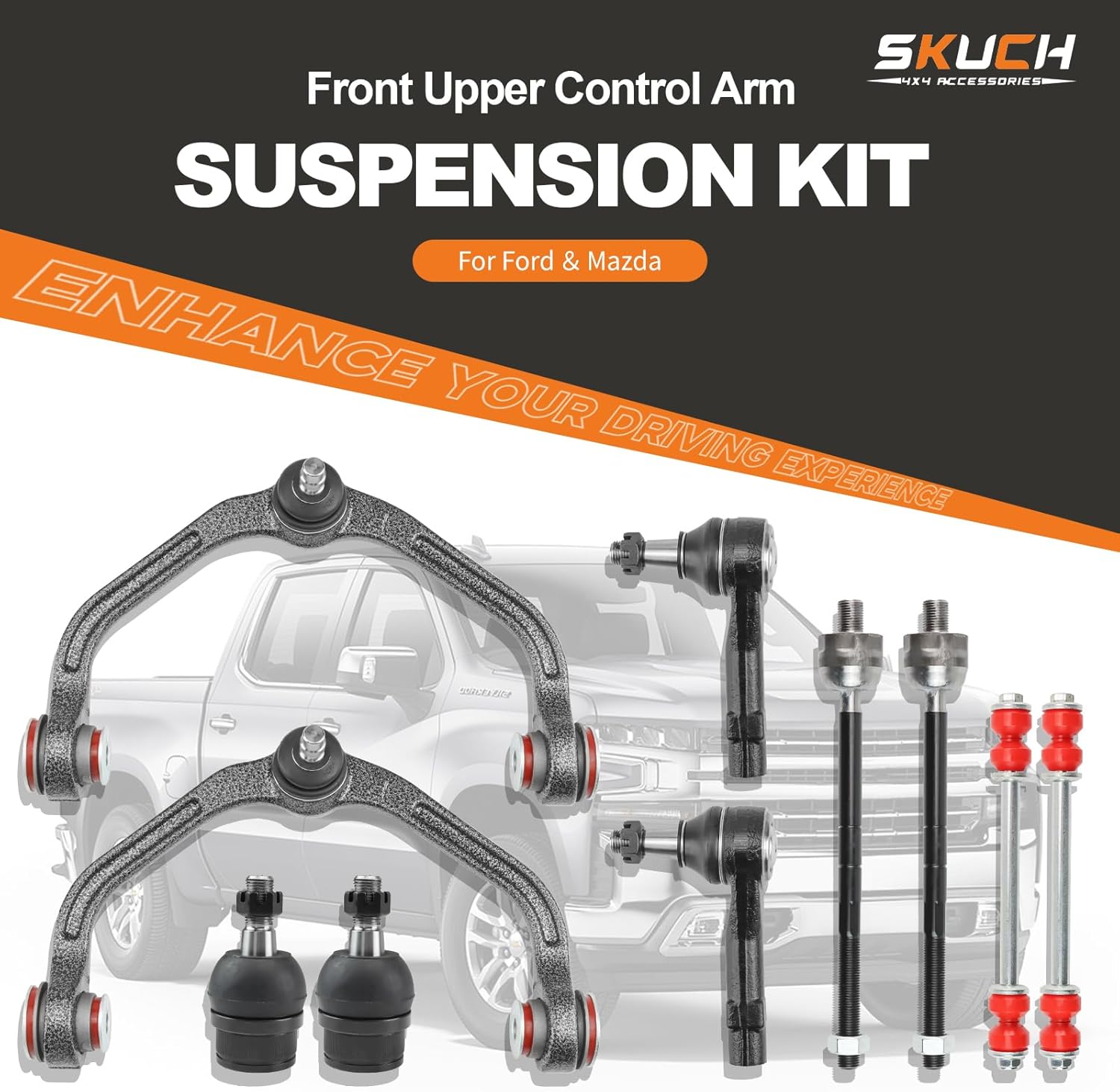 10pc Front End Suspension Kit for Ford Ranger Mazda B2300 B2500 B3000 B4000, Upper Control Arm Lower Ball Joints Tie Rods Sway Bars Replacement(10PC)