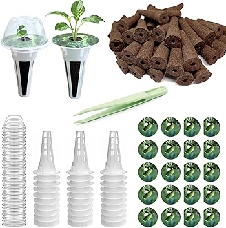 121 Pcs Hydroponic Pods Supplies: Grow Anything Kit with 30 Grow Sponges, 30 Grow Baskets, 30 Grow Domes, 30 Pod Labels, 1 Tweezers | Compatible Hydroponics Growing System Most Brands