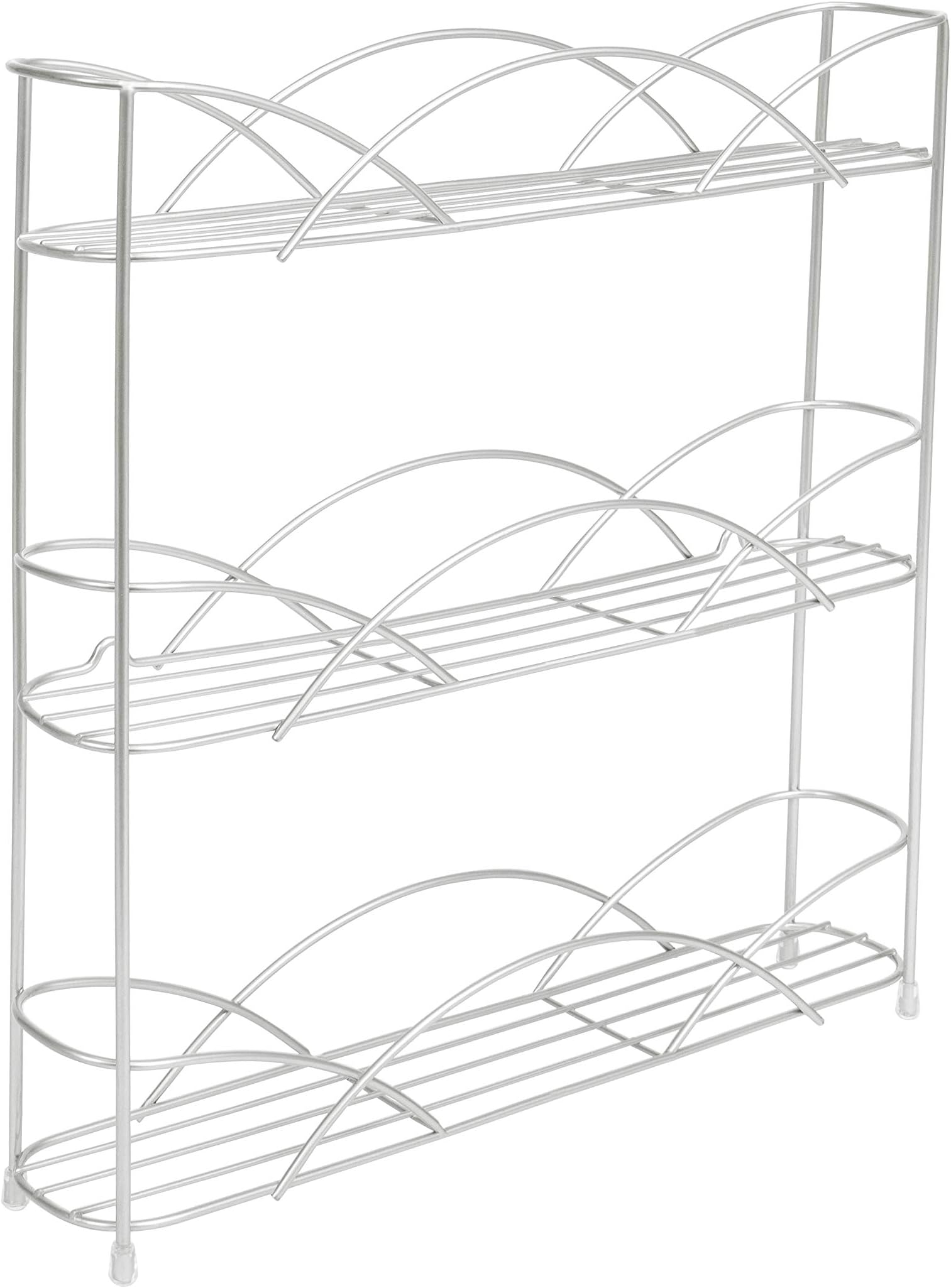 Freestanding Countertop or Wall Mount 3-Tier Spice Rack Organizer for Storing Bottles of Spices, Sauce, Dressing, Condiments, Vitamins & More, Great for Kitchen, Cupboards, Cabinet, Pantry, Silver