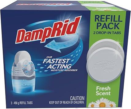DampRid Fresh Scent Drop-in Tab Refill - 2 Pack - 15.8 Oz. Refill Tabs - Moisture Absorber