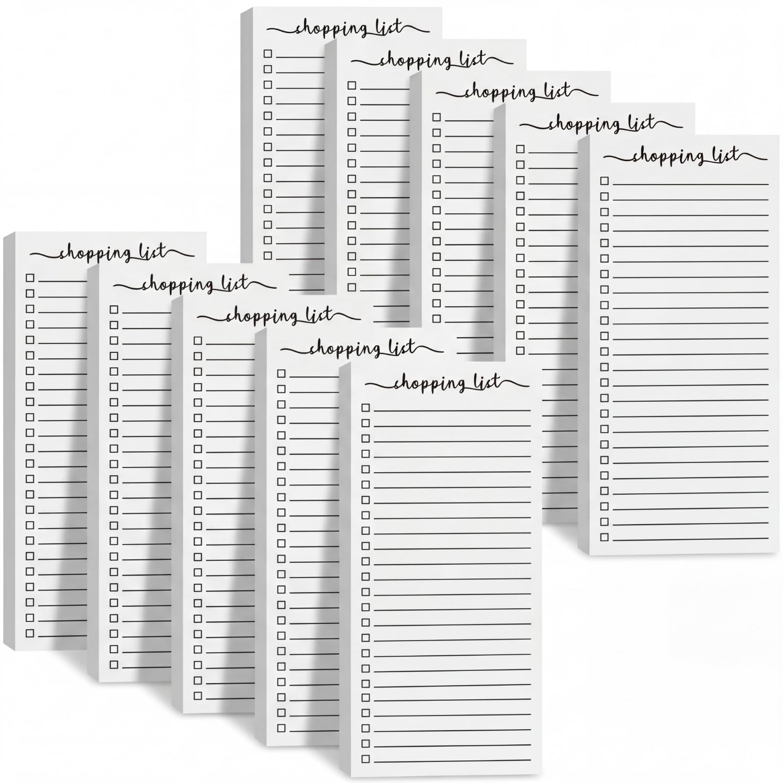 Censen 10 Pack 500 Sheets to Do List Notes Daily Checklist Notepad with 50 Sheets Undated Memo Pad Color Block Shopping List Weekly Plan Notepad Organizer Planners(White,Shopping)