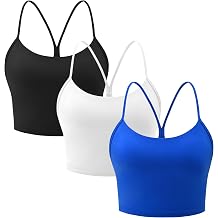 MIRITY 3-Pack Y Back Longline Sports Bras for Women - Spaghetti Support Padded Yoga Workout Crop Tank Top