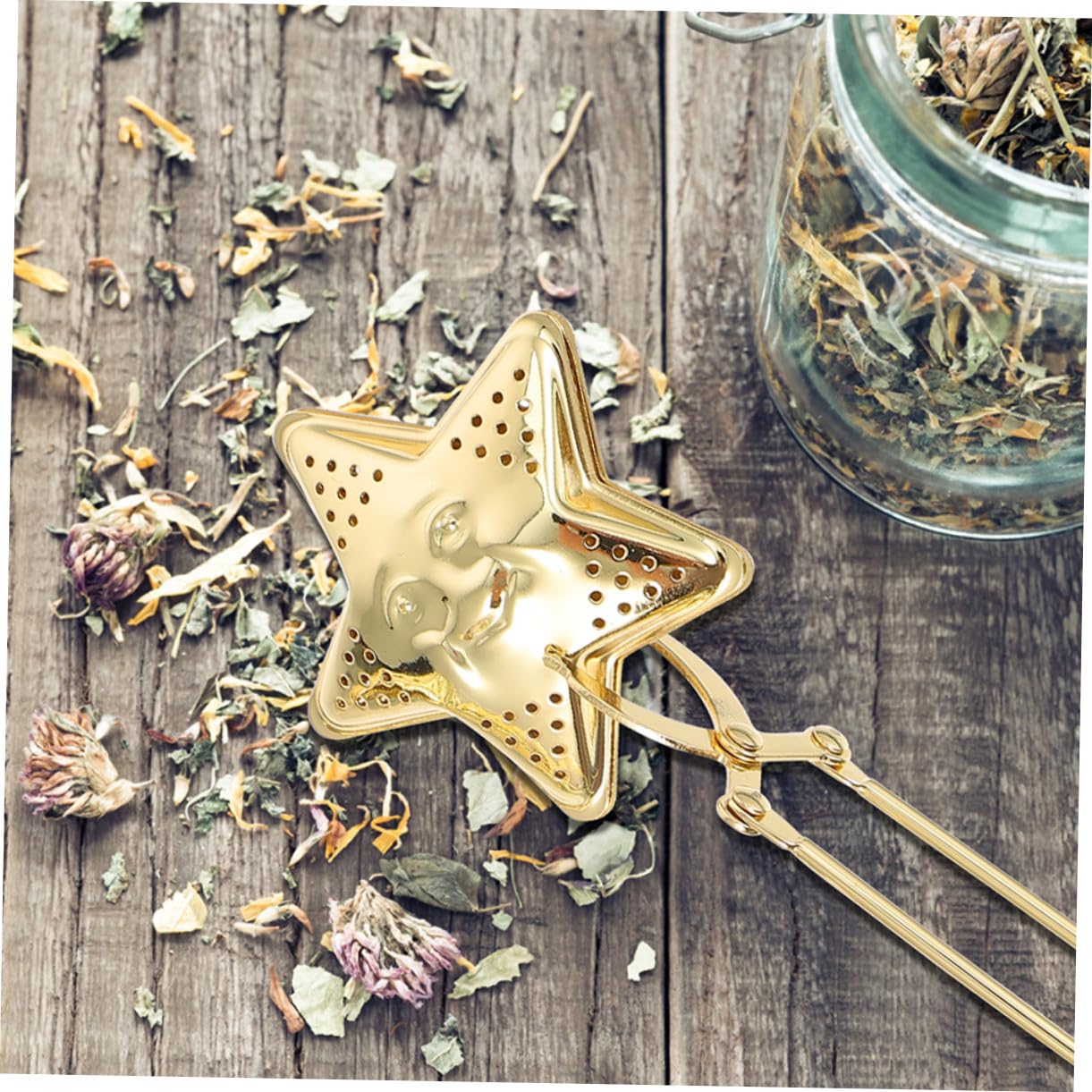 Filtro De Té De Estrellas y Luna Colador De Acero Inoxidable Con Asa Para Infusiones De Té Suelto Casa