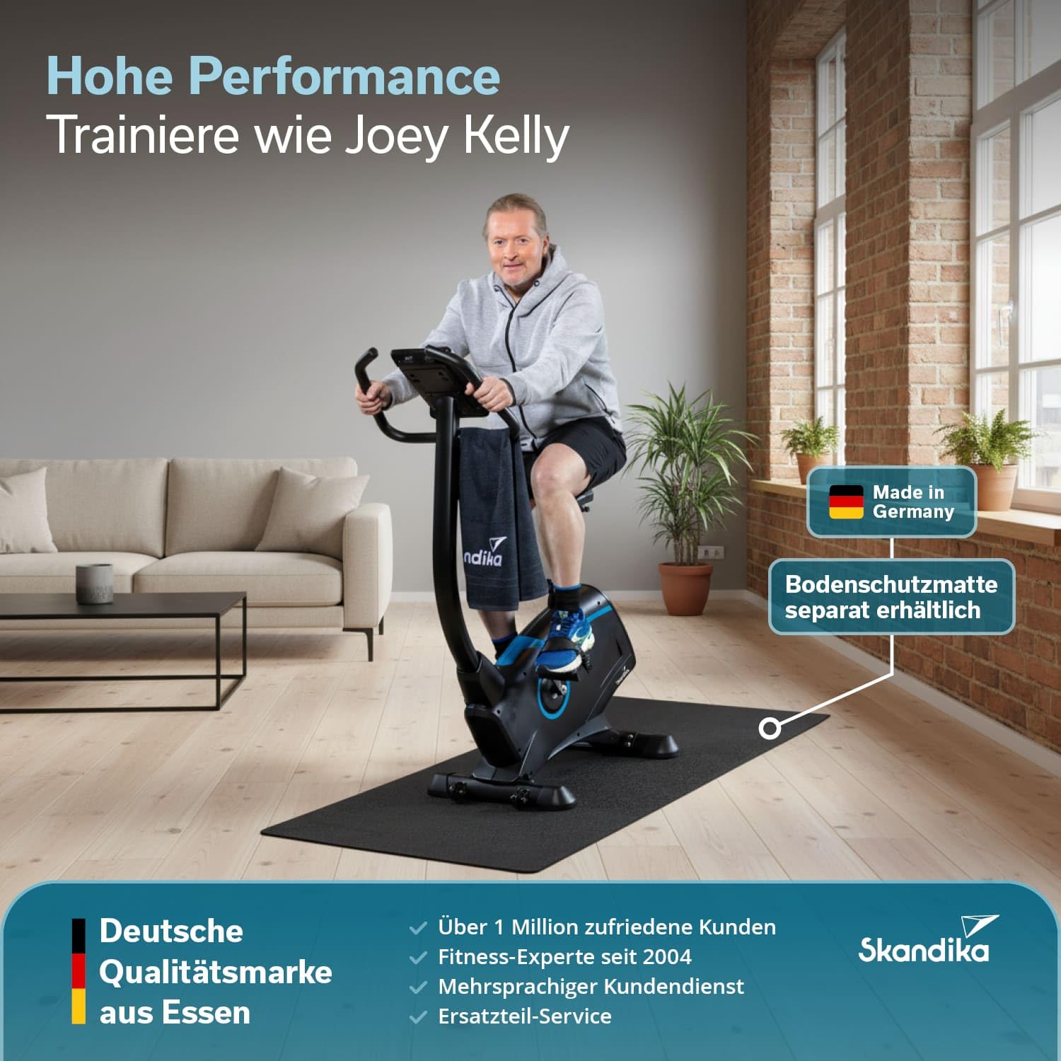 Skandika Ergometr rowerowy Atlantis | rower treningowy ze sterowaniem za pomocą aplikacji (mapa kinowa, iConsole), Bluetooth, 10 kg masy zamachowej, pomiar pulsu i tkanki tłuszczowej, 32 stopnie,