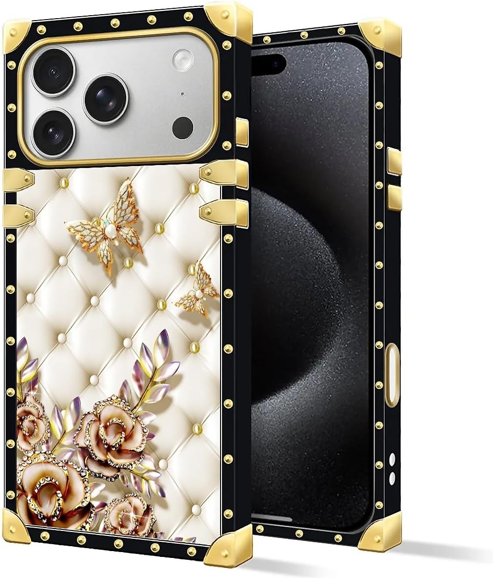 Case Compatible with iPhone 17 Pro Case,Luxury Soft TPU & Hard PC Back for Girls Women,Shockproof Protective Phone Cover for iPhone 17 Pro,1 Diamond Butterfly image 3