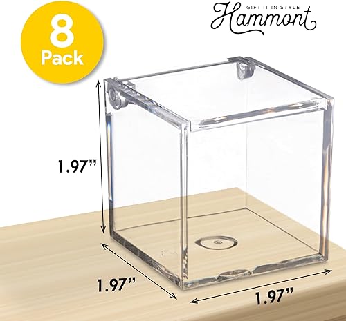 Miniatura 3 de Hammont Caja de acrílico transparente con tapa con bisagras, pequeño organizador de plástico para oficina, escritorio, maquillaje, manualidades,
