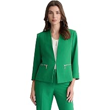 Kasper Womens Open Front Blazer with Zipper Pockets