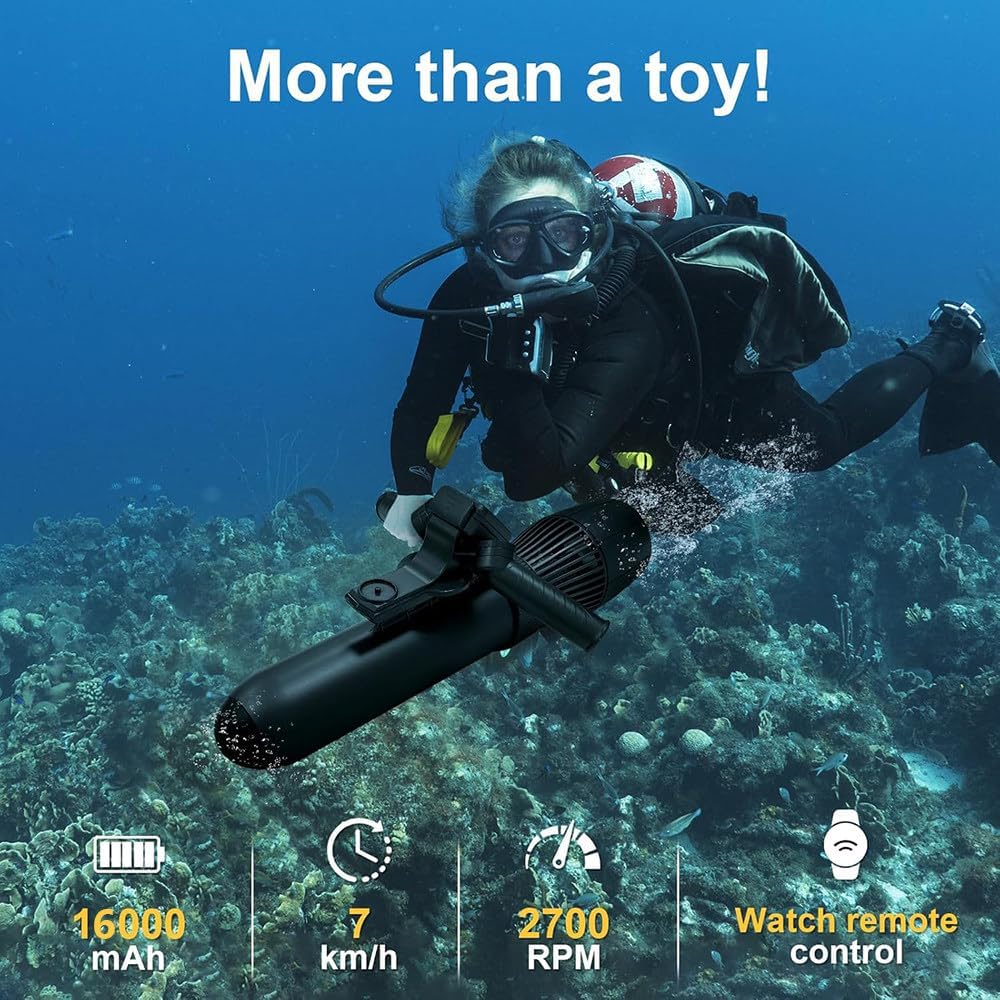 Underwater Scooter, 9 Speed Adjustment, 30m Waterproof, Underwater Thruster, 45-130min Battery Life, Electric Diving Propulsion, Suitable for Water Entertainment, Diving Assistance