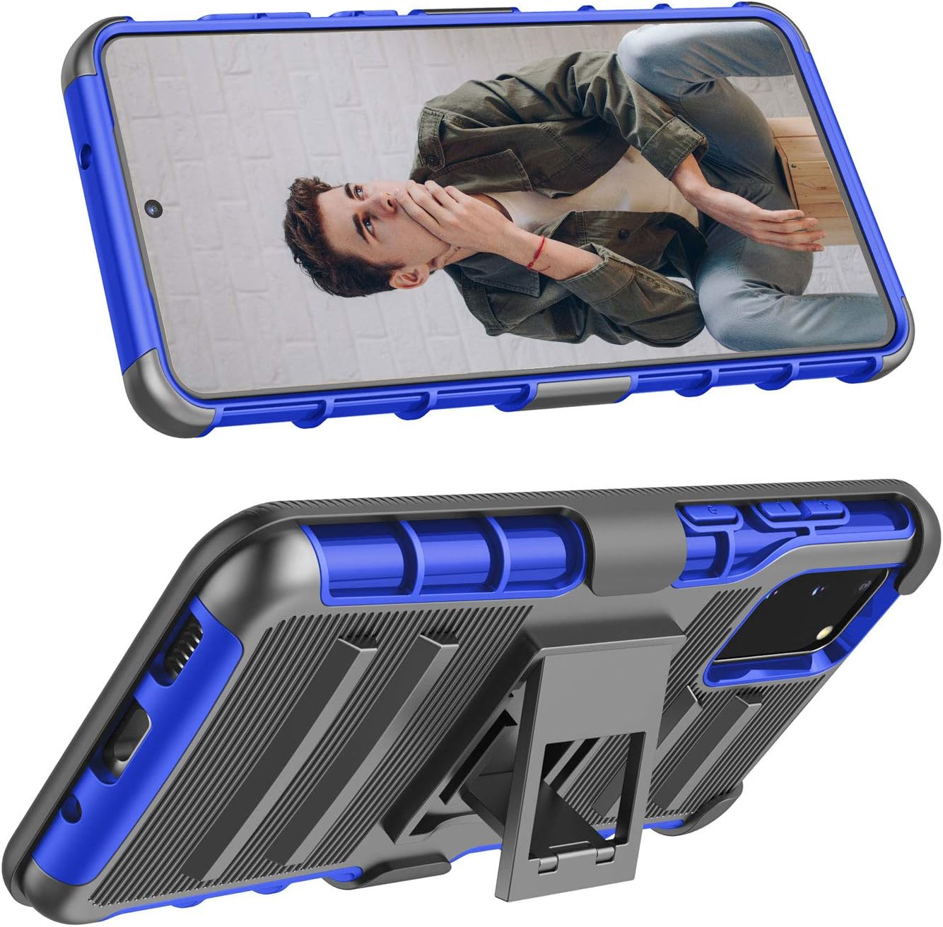 TILL for Galaxy S20 / S20 5G Case, TILL [Knight Armor] Heavy Duty Full-Body Rugged Holster Resilient Armor Case [Belt Swivel Clip][Kickstand] Combo Cover Shell for Samsung Galaxy S20 [Blue]