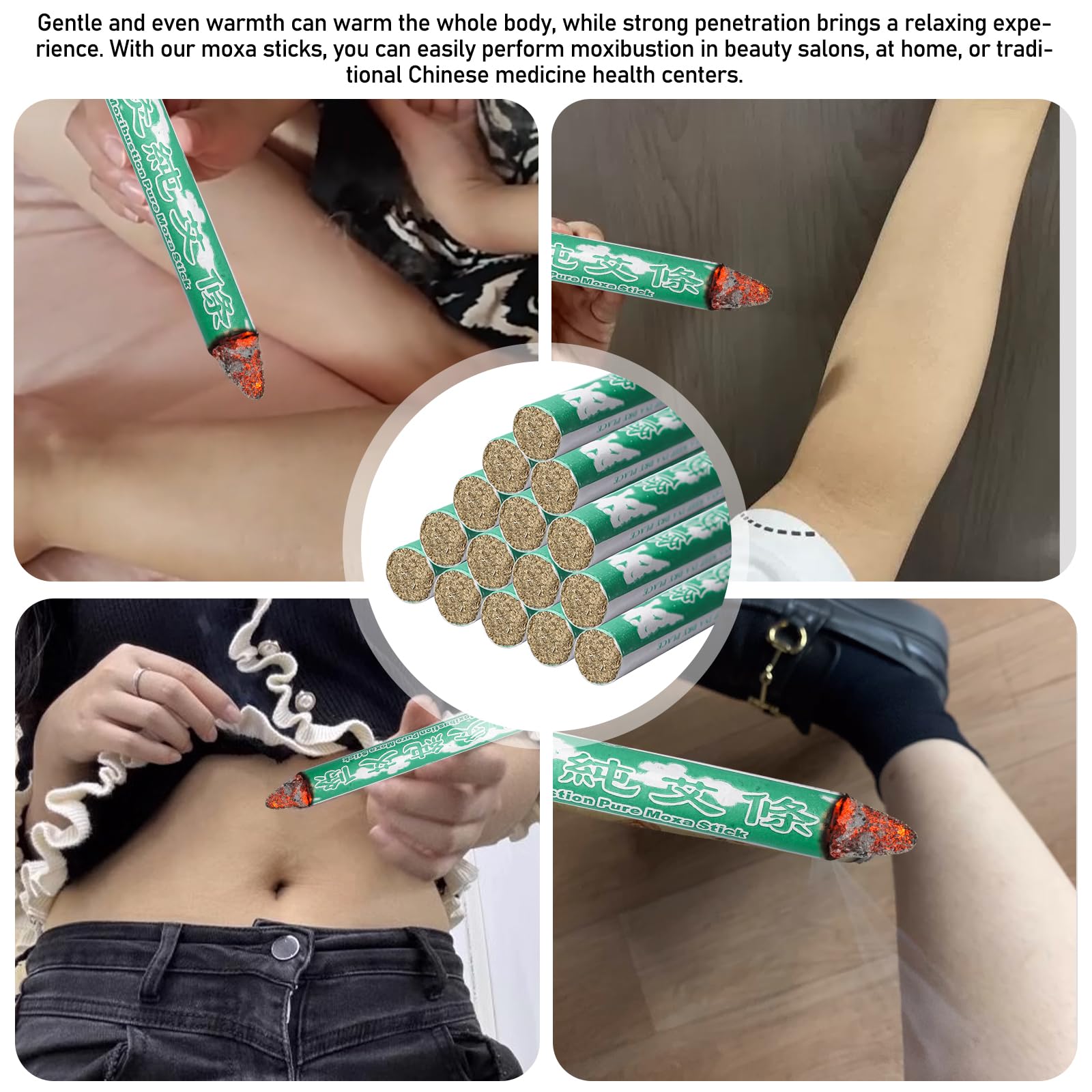 20 unidades de palitos de moxa naturales puros, moxa rollos, sin humo, moxa rollos, para moxibustión suave, cuidado de la salud, alivia el dolor del cuerpo, masaje