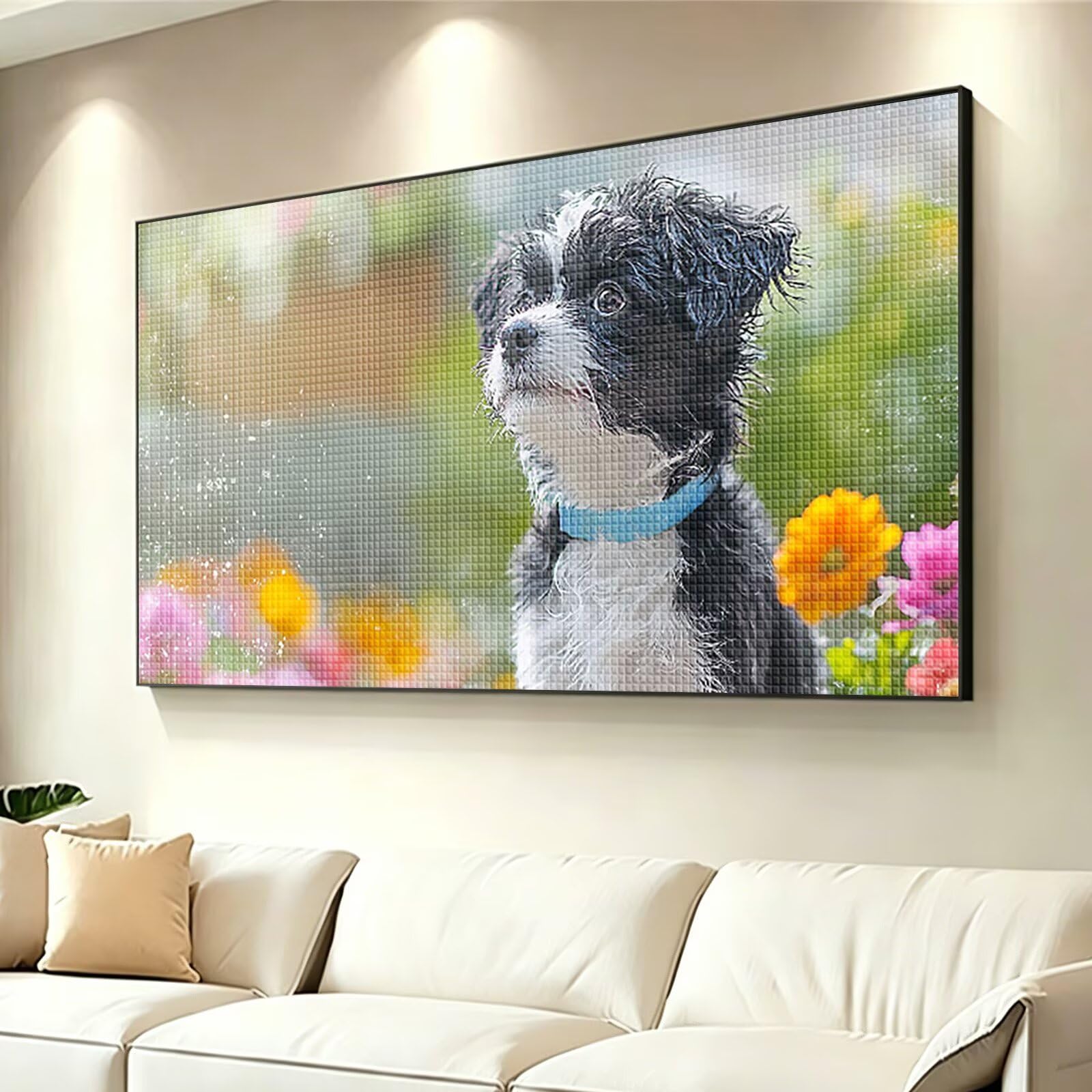 Diamond Painting Adultos Animal Pintura Diamante, Perro Diamond Painting 5D Completo, DIY Cuadrado Bordado Punto de Cruz Cuadros de Diamantes Kit para Decoracion Hogar, Regalo Mujer 160x80cm 0J-646