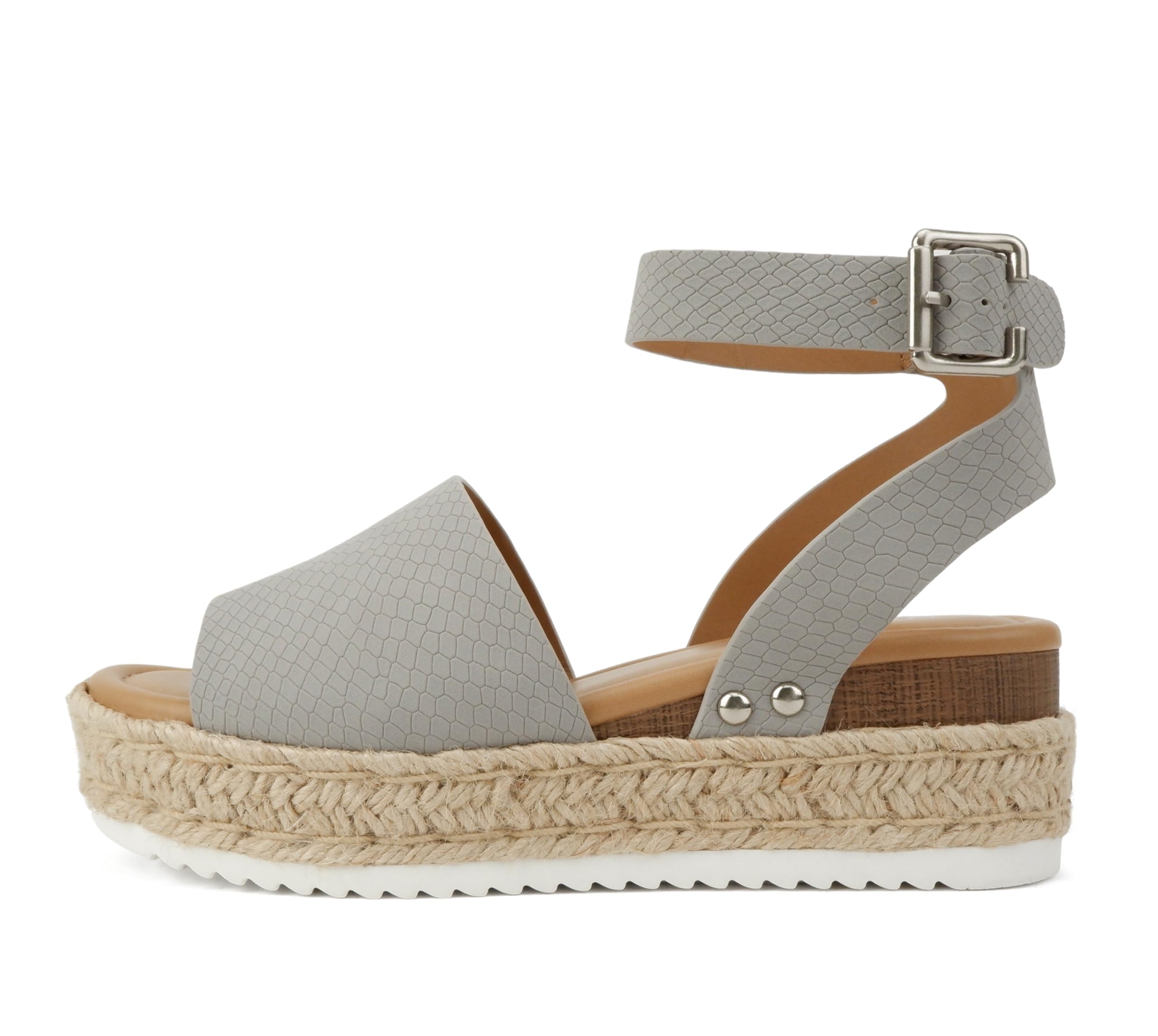 Soda Topic Open Toe Buckle Ankle Strap Espadrilles Flatform Wedge Casual  Sandal