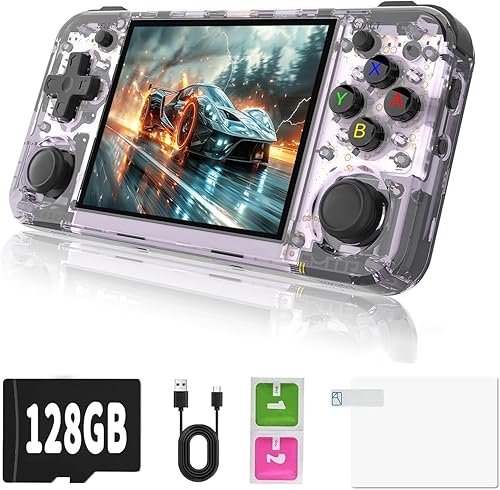 WESICH RG35XX H - Consola de juegos retro, pantalla IPS de 3.5 pulgadas incorporada de 64 GB+tarjeta TF de 128 GB, con batería de 3300 mAh, sistema