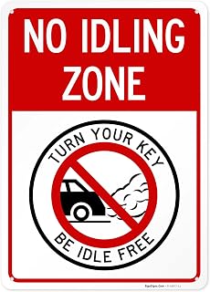 No Idling Zone Turn Your Key Be Idle Free Sign, 10x14 Inches, Rust Free .040 Aluminum, Fade Resistant, Made in USA