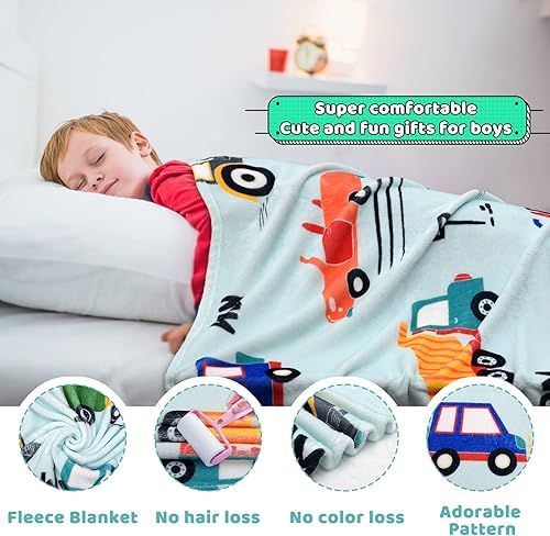 Miniatura 4 de Manta de construcción para niños, manta de camión personalizada para niños, manta de automóvil para niños pequeños, manta de forro polar suave para