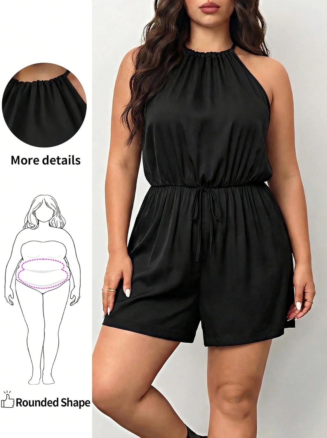 Rompers for Women Summer 2026 Plus Size Solid Color Jumpsuit, Summer