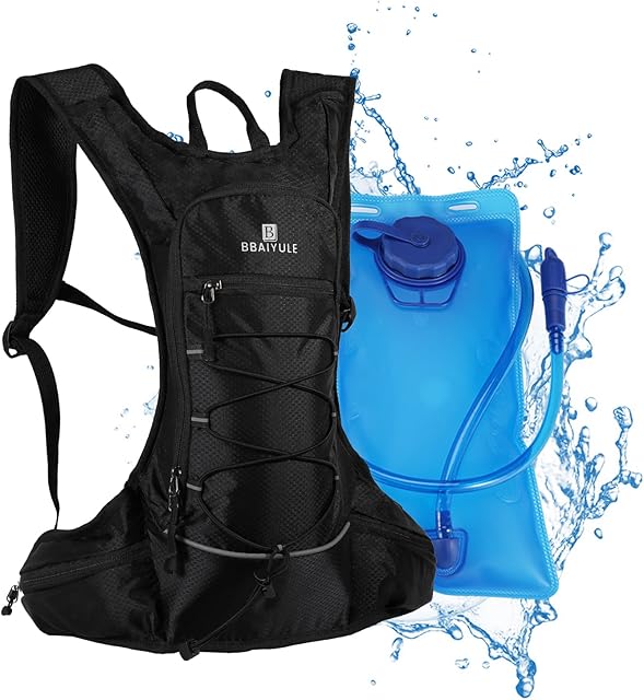 BBAIYULE® Hydration Backpack with Hydration Bladder 2 L, Running Backpack Bicycle Backpack MTB Backpack Hiking Backpack Small for Running Bicycle Men Women
