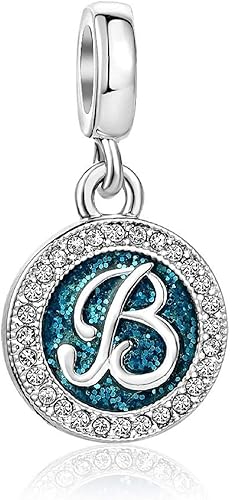 Abalorio colgante de cumpleaños con letras A-Z con letras de la A a la Z, compatible con pulsera Pandora para mamá, hija, hermana, tía, abuela,