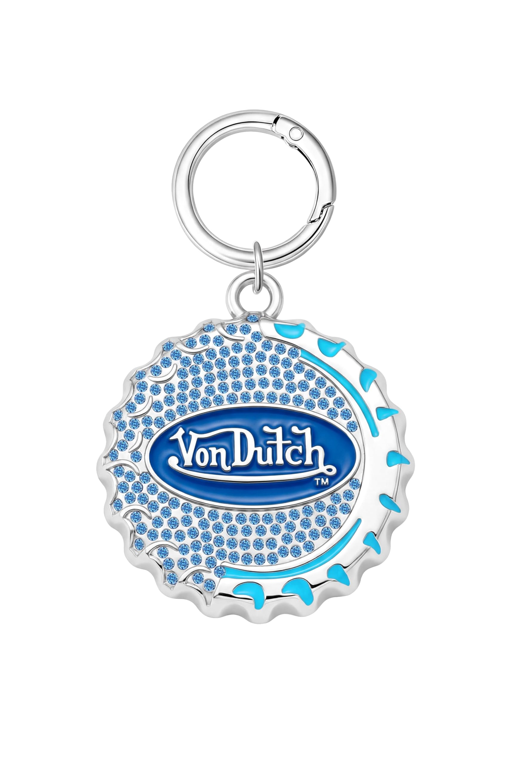 Bottle Cap - Blue, Hinged Key Ring