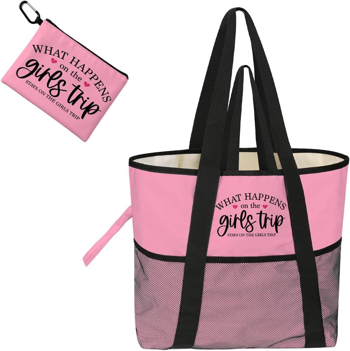 girls trip bags Foldable Waterproof Beach Tote for Women - 8 Zippered Pockets, Lightweight Travel Bag for Swim