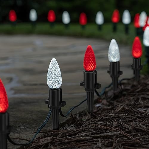 Miniatura 3 de Dazzle Bright 100 estacas de luz de Navidad C9 de 5.5 pulgadas, estacas de luz para exteriores, estacas de plástico negro, estacas de césped para