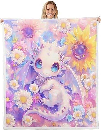Miniatura 19 de Manfei Fairy Girl Throw Blanket Yellow Sunflower Moon Fuzzy Blanket for Kids Princess Room Decor, Flower Girl Blanket for Bed Couch Sofa, Soft and