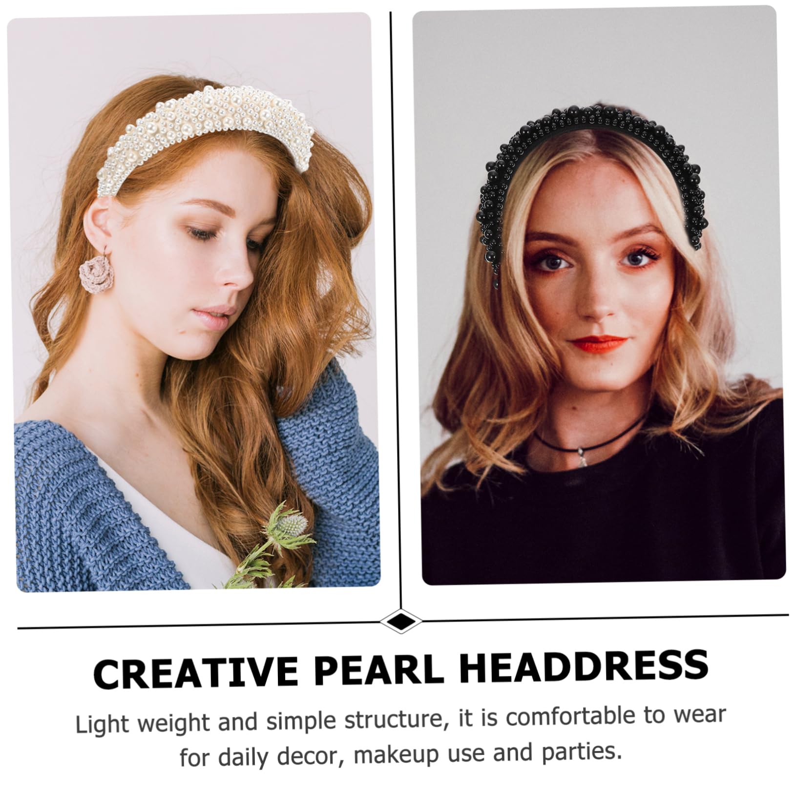 FOMIYES 2pezzi Fascetta Per Capelli Donna Motivi Di Perle Cerchietto Da Festa Decorazioni Di Perle Accessorio Per Copricapo Chic