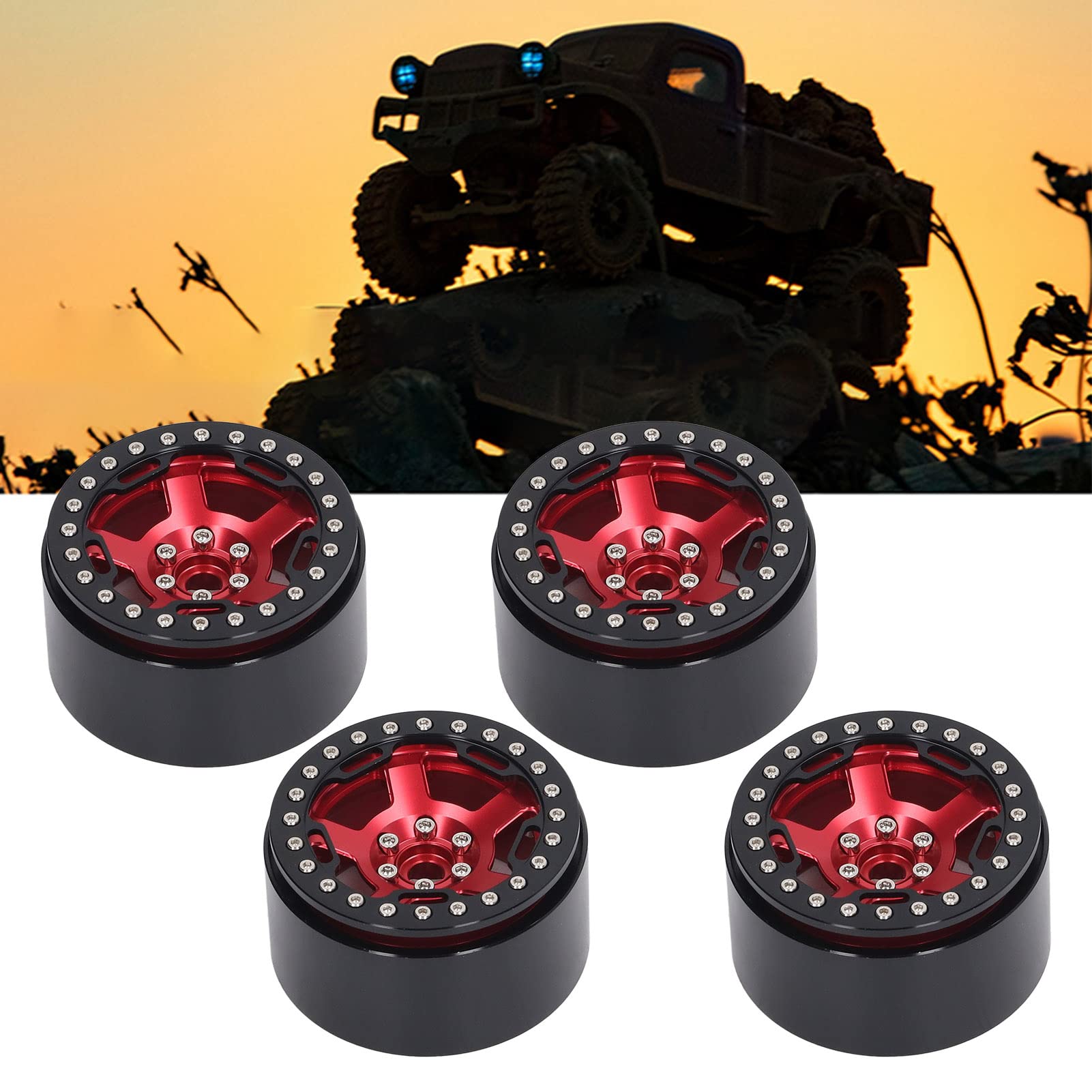 Piasta koła samochodu RC Stop aluminium do osi samochodu gąsienicowego 1/10 SCX10 (Czerwony)