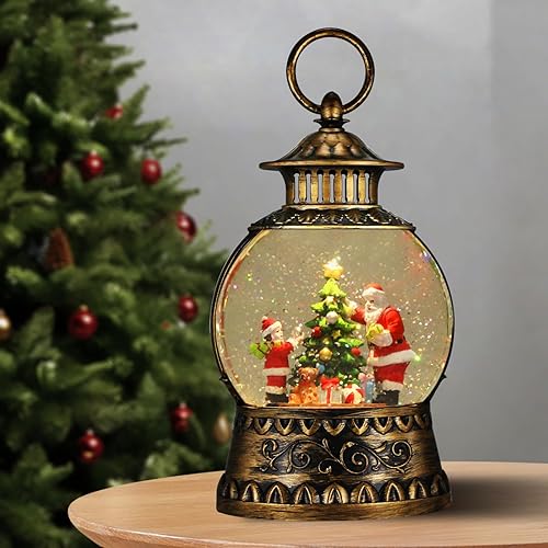 Miniatura 26 de Globo de Nieve Cardinal, Globo de Nieve Musical de Muñeco de Nieve Navideño tipo Linterna con Luces con Temporizador de 6H a Batería y Alimentado