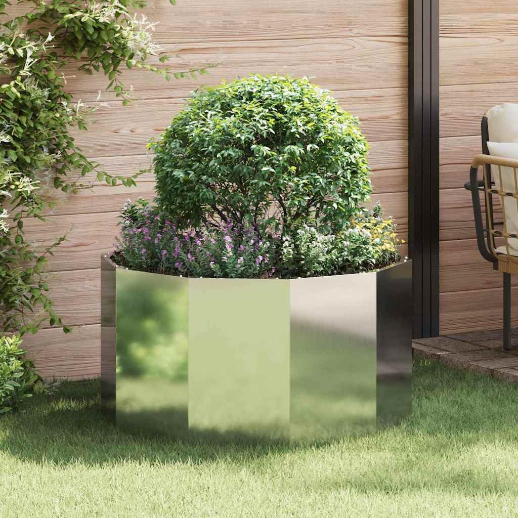 Letto rialzato per orto, fioriera, in argento, 90 x 90 x 50 cm, in acciaio zincato, fioriera per coltivare piante grasse in giardino, terrazza balcone