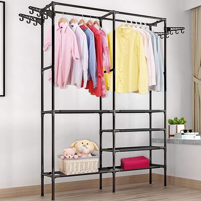 BALLSHOP Clothes Rail Heavy Duty Rack Garment Hanging Display Stand Shoe Storage Shelves Drying Rack Metal Garment Rack Freestanding Hanger Bedroom Clothing Rack