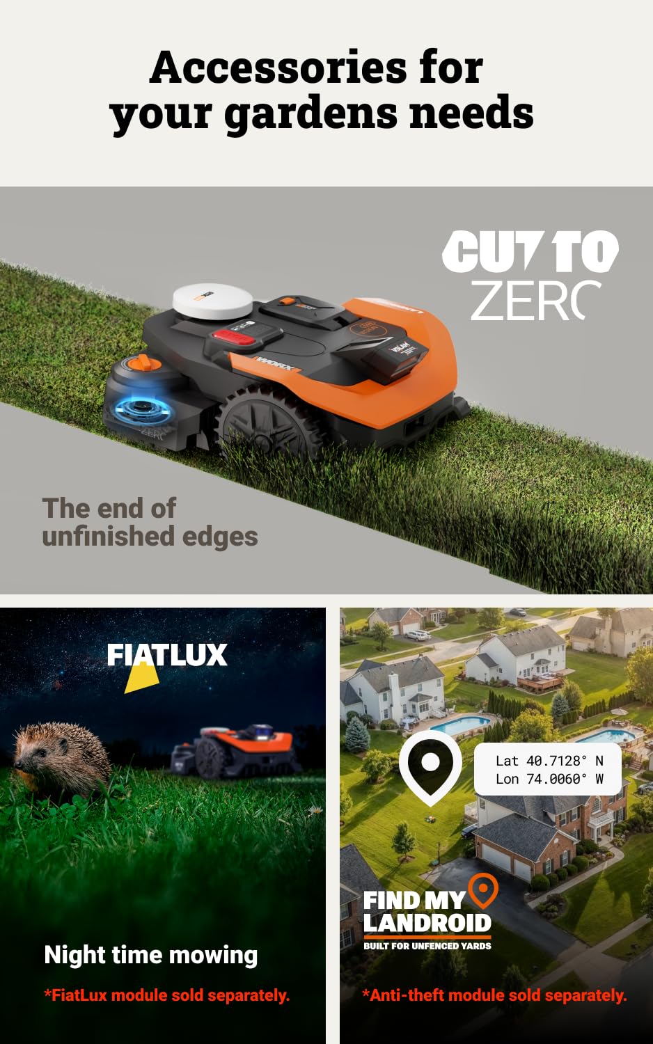 Worx Landroid Vision Cloud WR318E 2WD Robot cortacésped sin Cable límite para 1800 m² con módulo Cut to Zero (detección de obstáculos AI, navegación en la Nube VSLAM+ RTK, mapeo automático, Control
