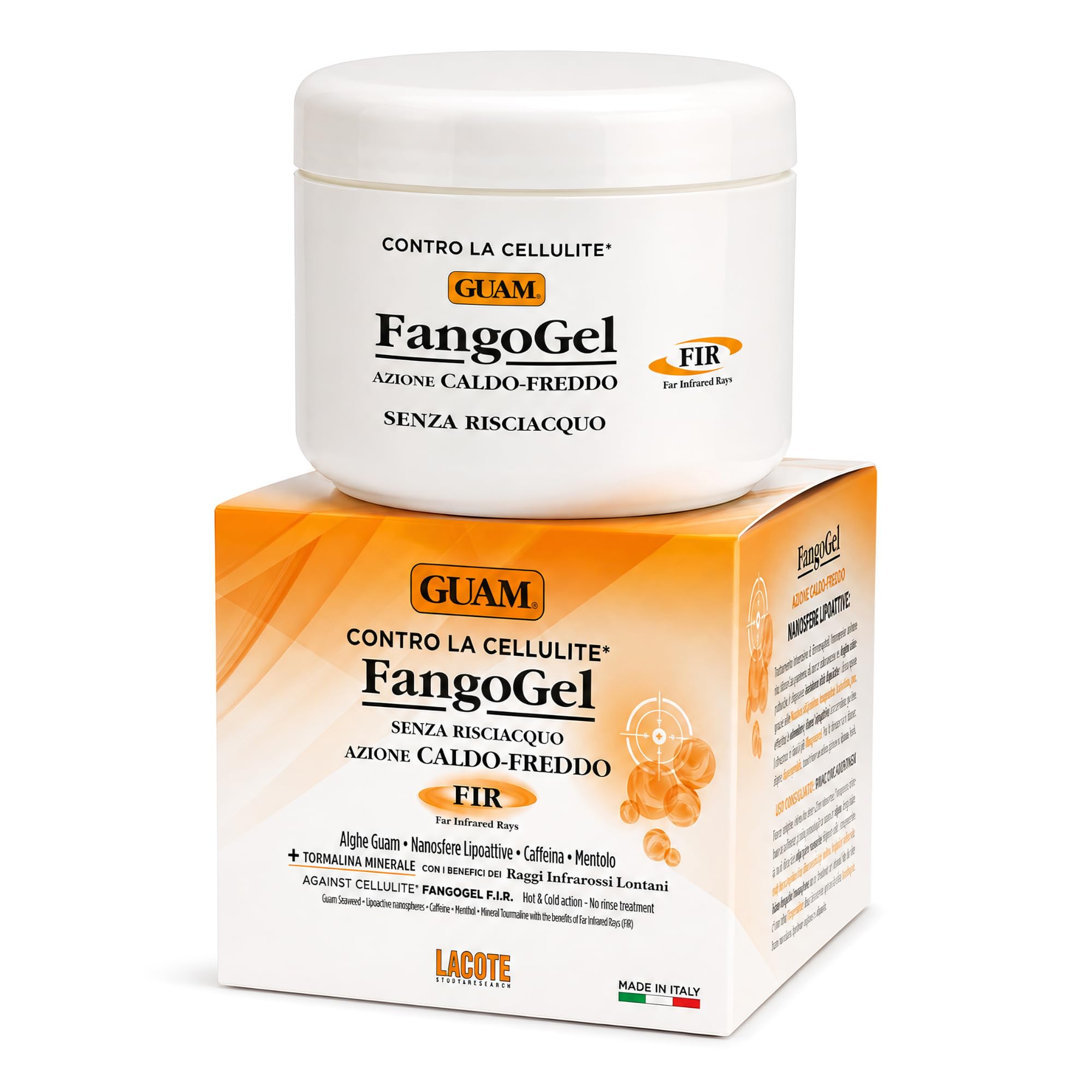 Guam FangoGel Anti-Cellulite Gel aux Algues Marines et Tourmaline 300 ml Action Chaud-Froid Sans Rinçage