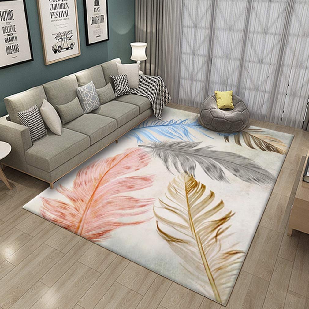 Buy MOXIC Soft Abstract Art Living Room Area Rugs Rectangular Children Crawling Bedroom Rug Fleece Anti-Slip Carpets Nordic Feather Modern Home Decor Mats Indoor Outdoor Runners Nursery 2' X 9' — BookShops.in
