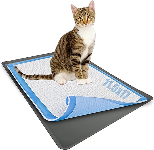 Skywin Bandeja de soporte para orina de gato para almohadillas de entrenamiento de 11.5 x 17 pulgadas (gris) - Soporte de silicona para orina para