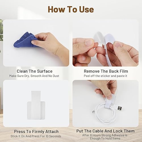 Miniatura 7 de Organizador de cables de 10 piezas, artefacto de almacenamiento de cables de datos para computadora de escritorio, fijador de enrutamiento de cables