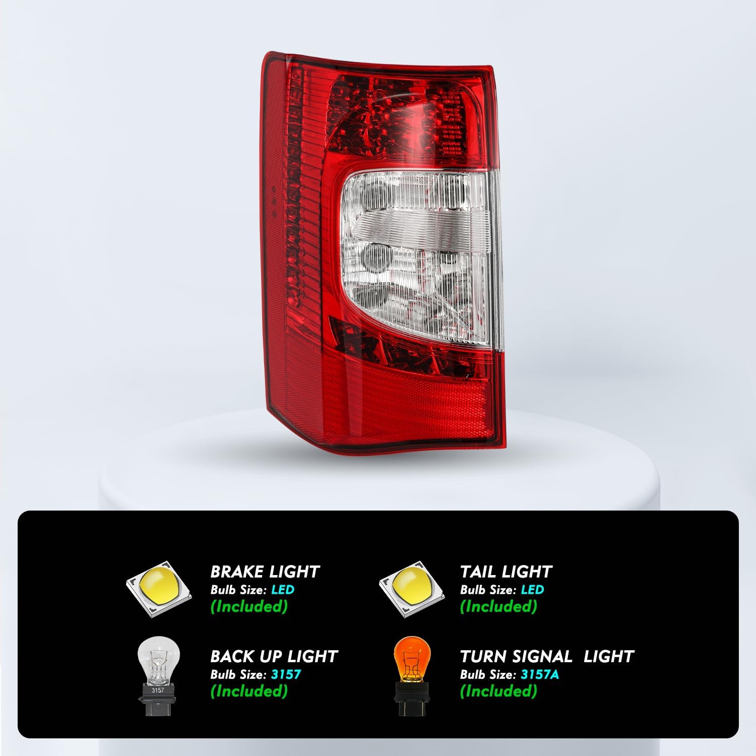 TUSDAR Tail Lights Assembly Replacement for 2011-2016 Town and Country OE LED Taillights Brake Rear Light Left/Driver Side