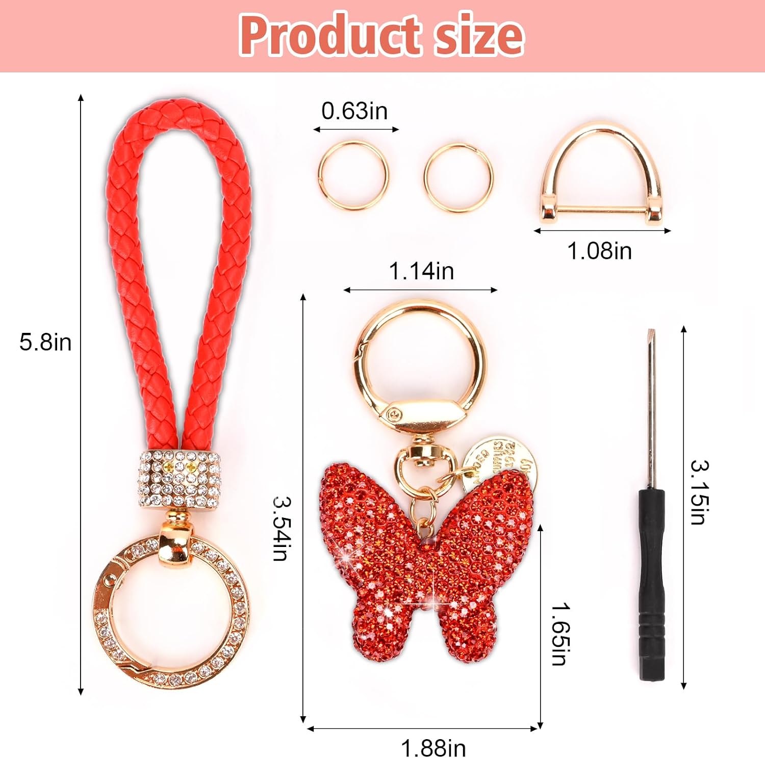 Car Keychain for Women with Rhinestone Heart Shape Bling Girl Cute Keychain for Christmas,Personalized Gift image 4