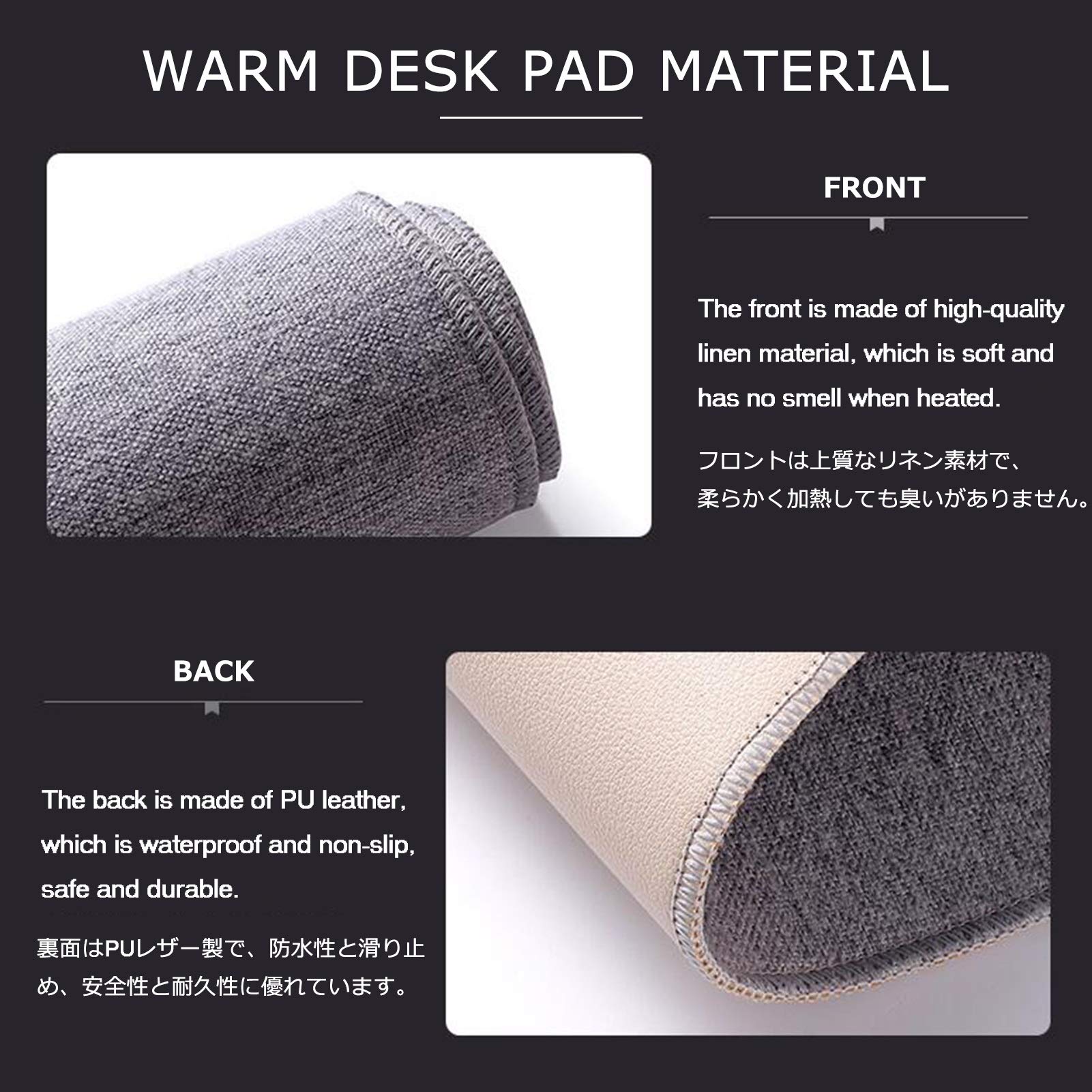Bublonics Verwarmd bureau-onderlegger, 80 cm x 33 cm, zwart, 3 niveaus verwarming, gaming en kantoorgebruik