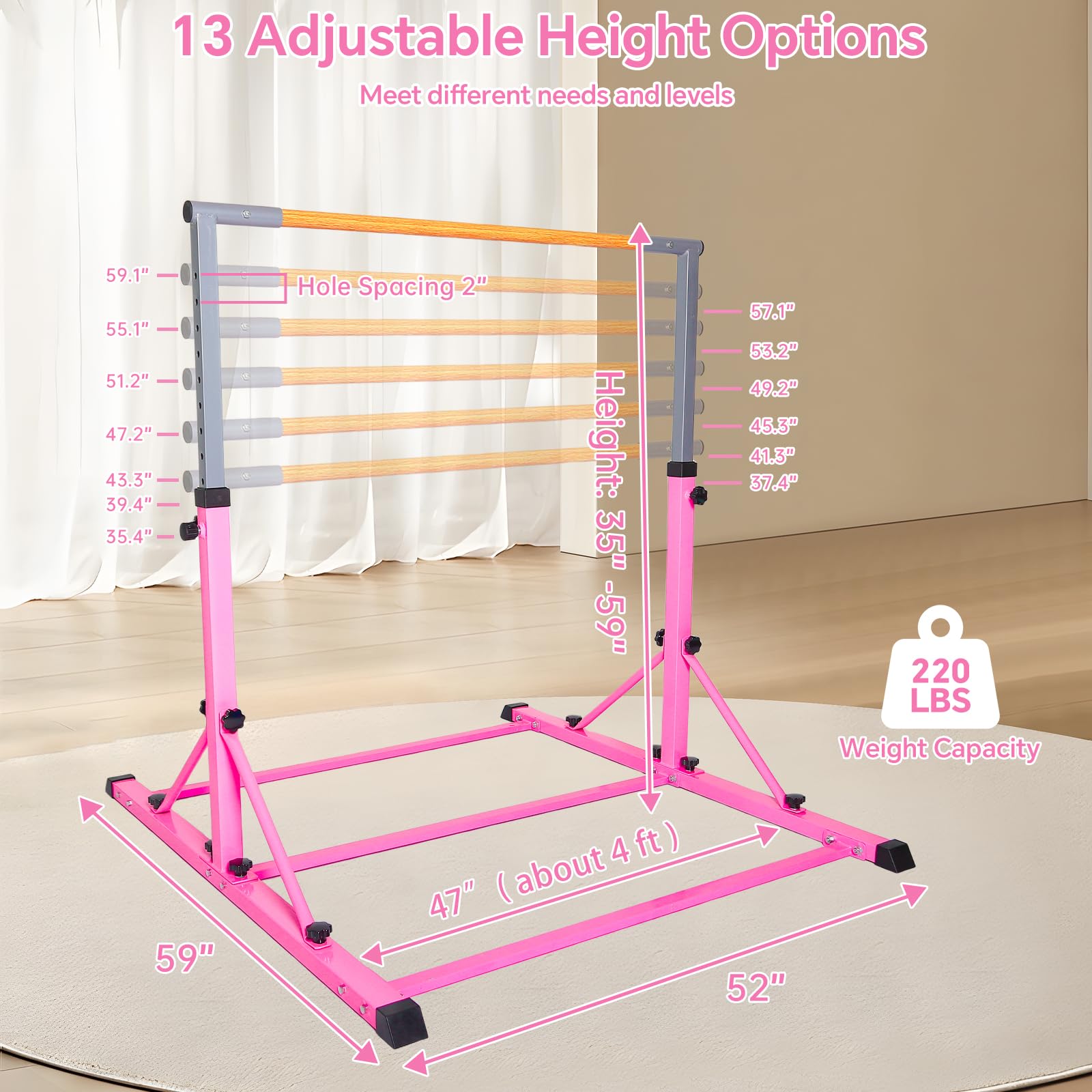 Junior PRO Gymnastic Bar with Mat for Kids, 35